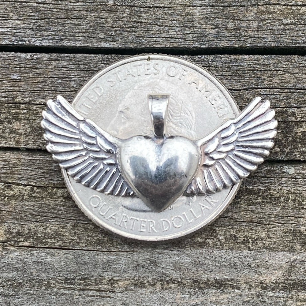 Winged Heart Pendant .925 Sterling Silver made in USA Doorway to the Soul - Picture 11 of 13